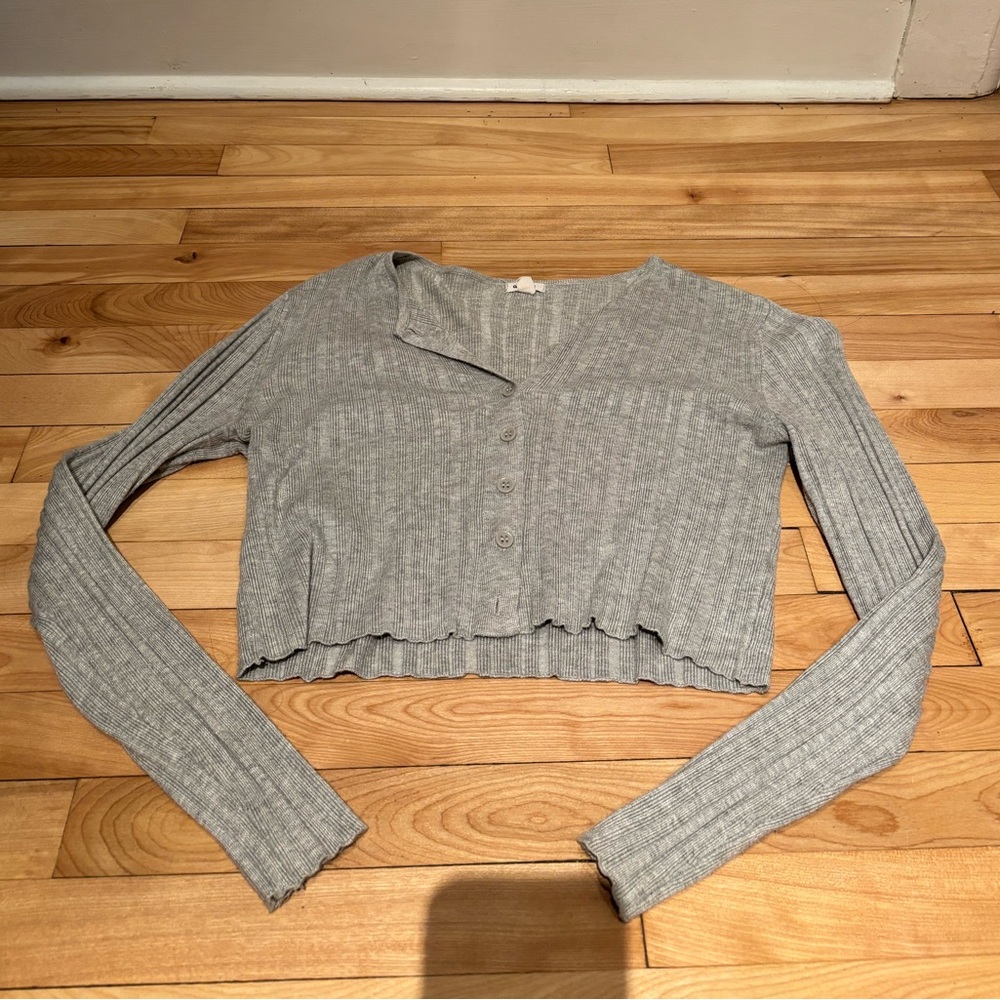 Garage Light Gray Button-Up Top